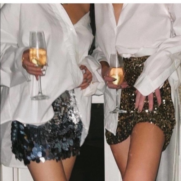 NWT ZARA SEQUINS MINI SKIRT Gold XS - Picture 12 of 14